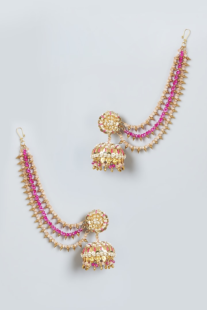 Dangler Earrings With Hand Embroidery by Fooljhadi at Pernia's Pop Up Shop
